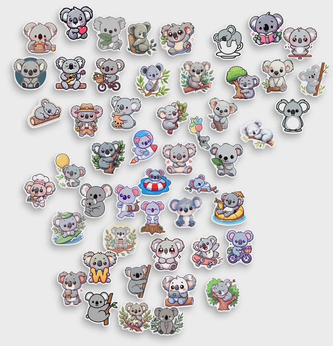 Schattige Cartoon Koala Stickers Set - Decoratief, Waterdicht & DIY voor Kinderen, Scrapbooking, Laptops