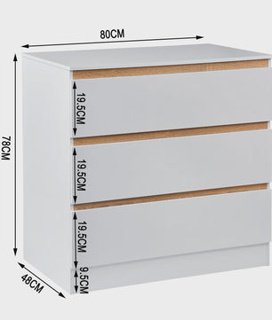 Moderne Commode met 3 Lades - Babykamer Meubel, Nachtkastje & Opbergkast