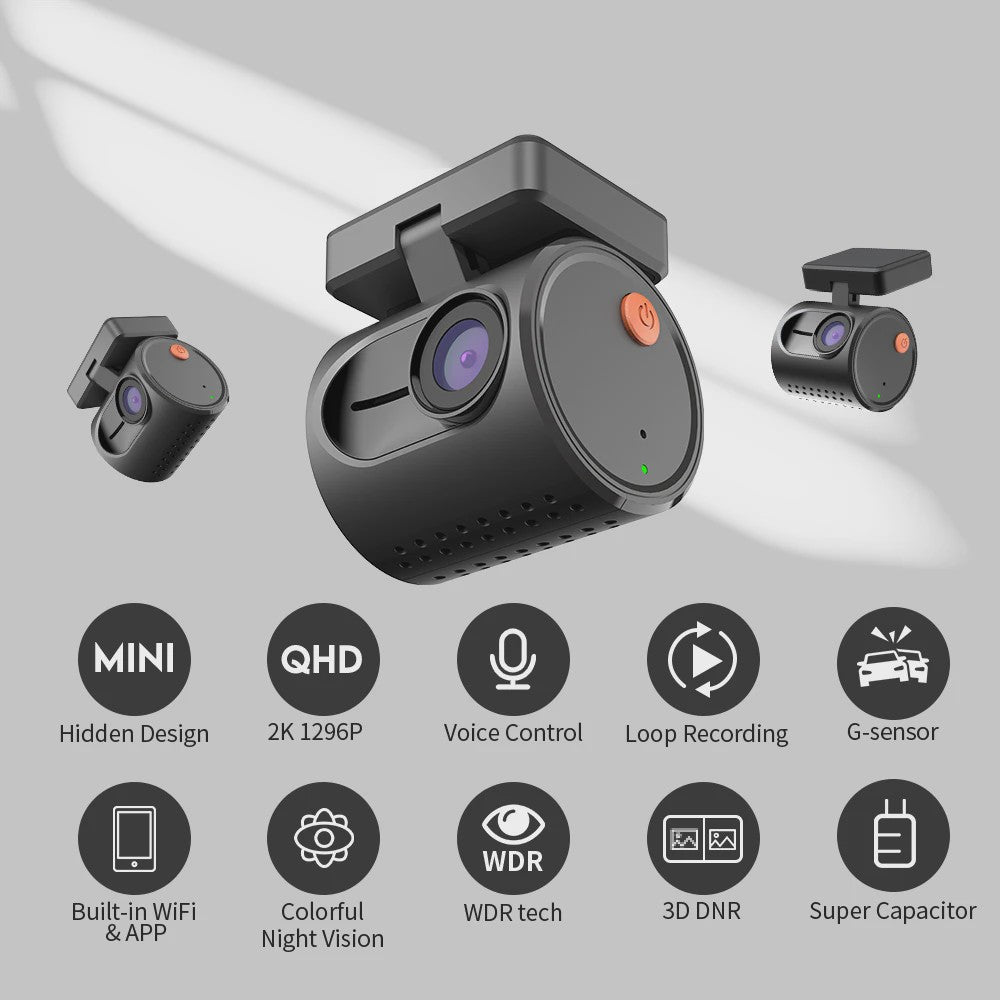 KAWA MINI 3 Dashcam: 2K QHD, Spraakbesturing, WiFi & Nachtzicht