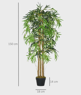 Outsunny Artificial bamboo with flower pot plant leaves realistic decorative