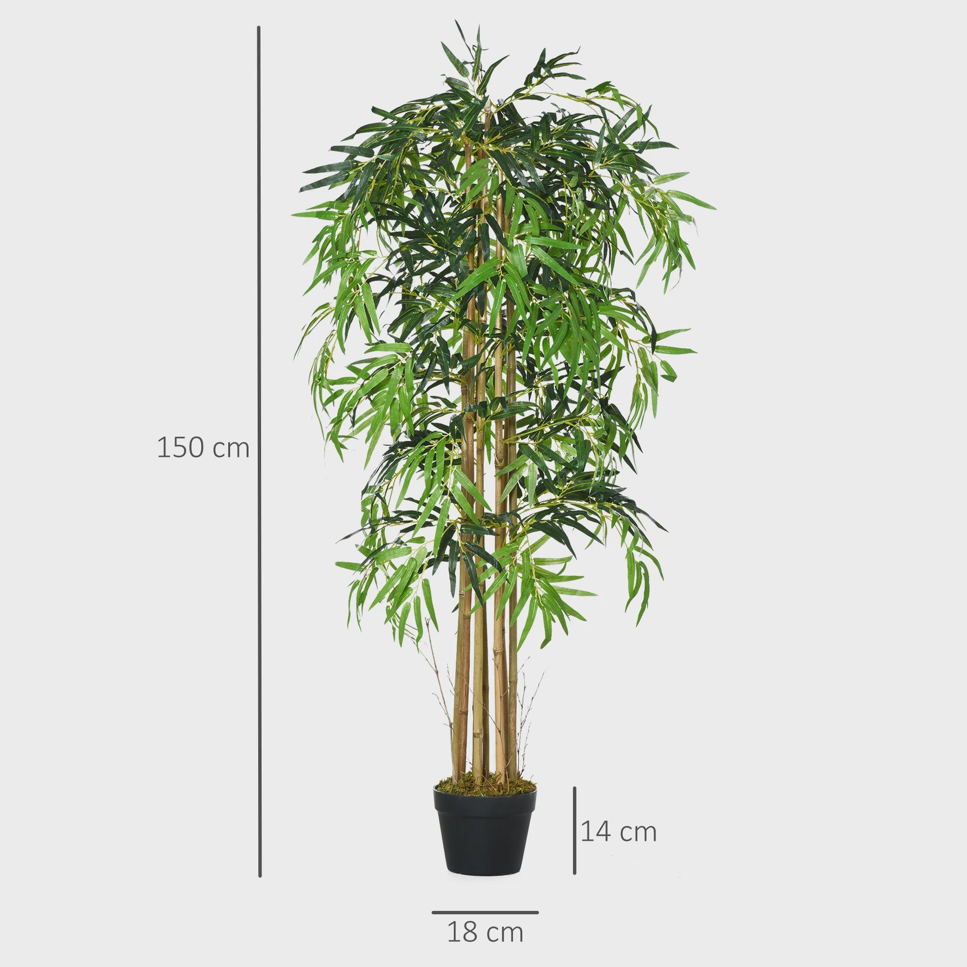 Outsunny Artificial bamboo with flower pot plant leaves realistic decorative
