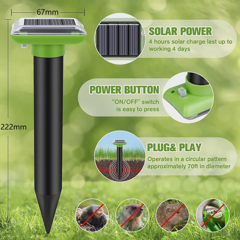 Zonne-energie Ongedierteverjager: Ultrasonisch & Vibratie voor Tuin, Boerderij & Boomgaard