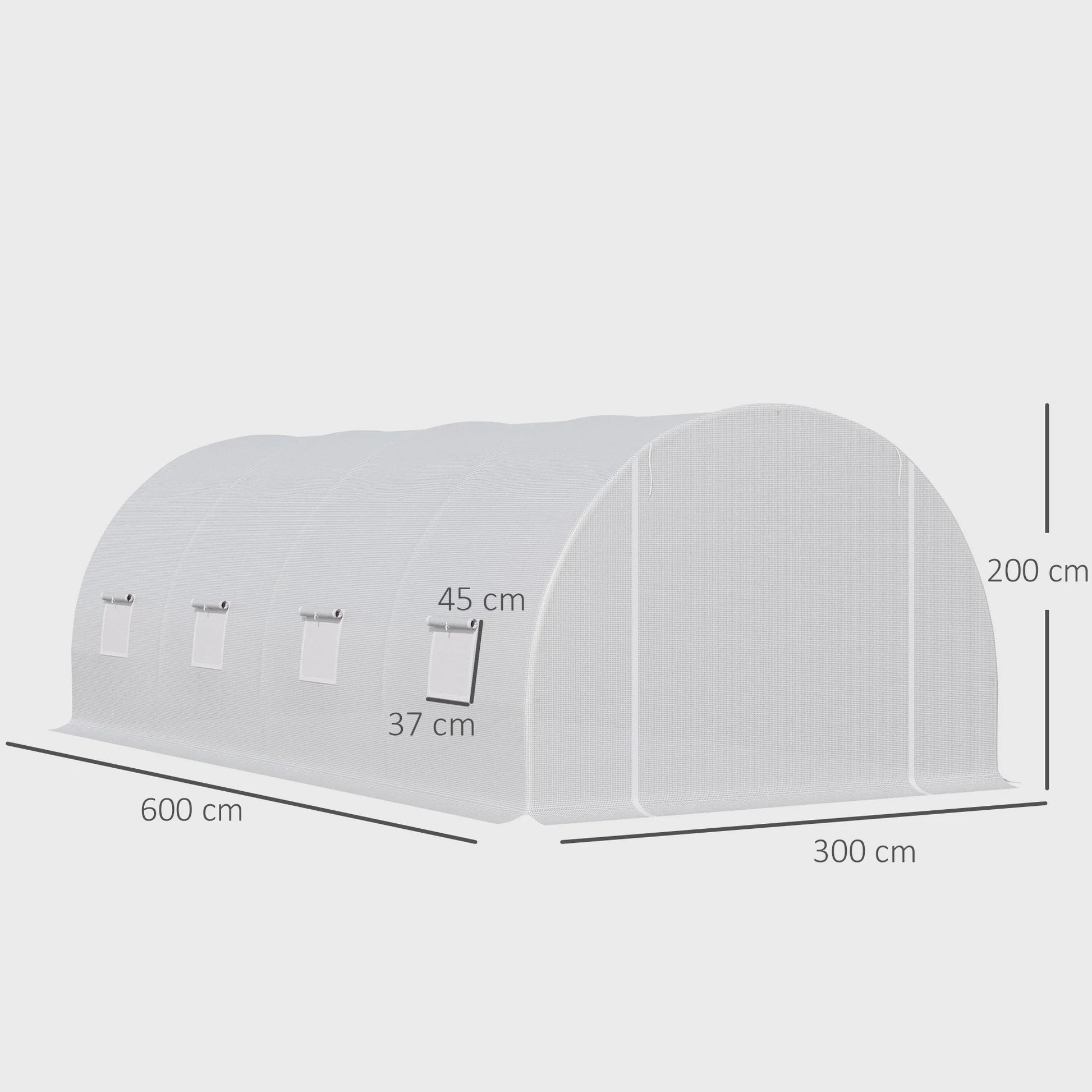 Ruime Tuinkas 18m² - 6x3x2m - Verstevigd Frame met 8 Ramen