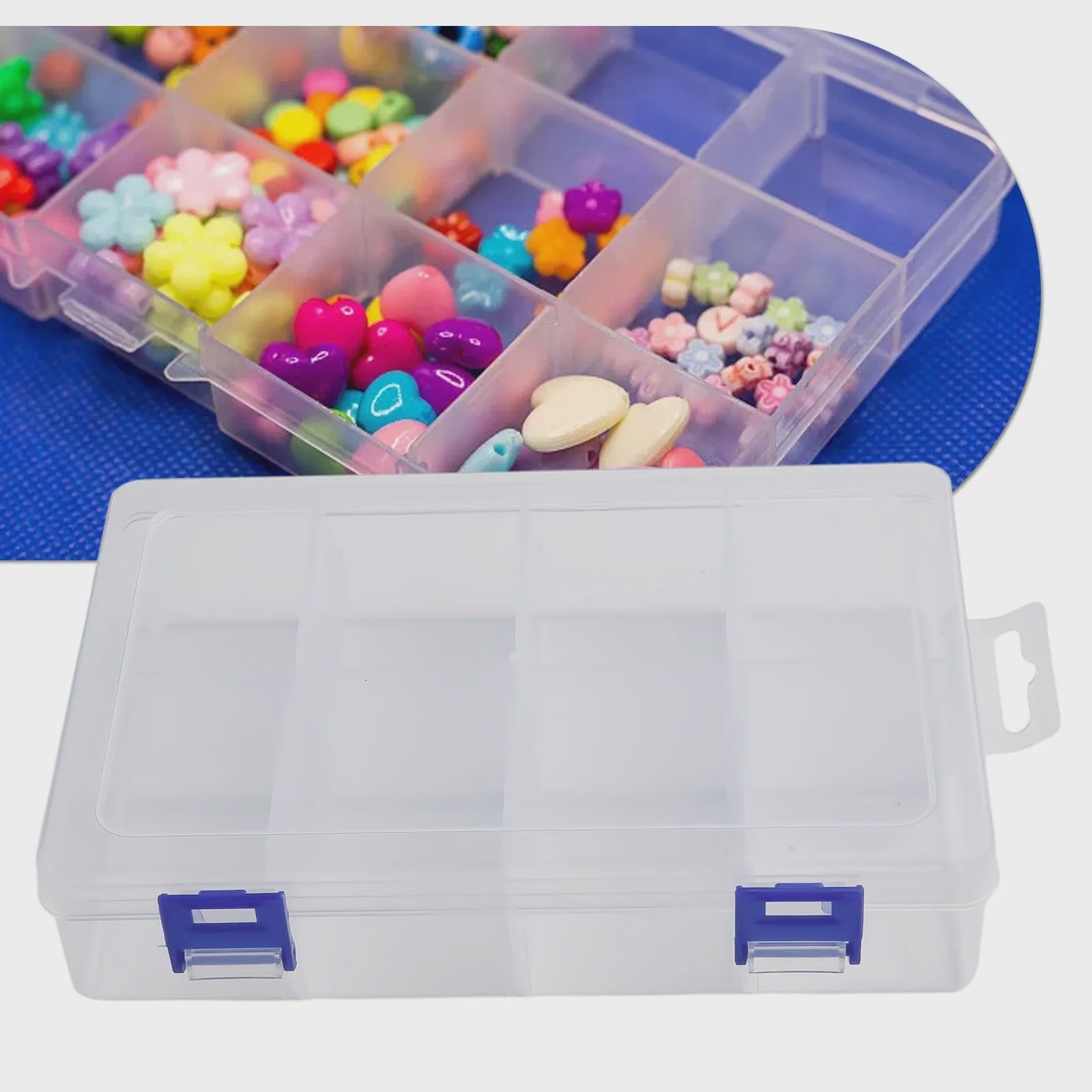 Opbergdoos met 8 Vakjes - Verstelbare Plastic Organizer voor Schroeven, Pillen & Gereedschap (20x13.5x4.5cm)