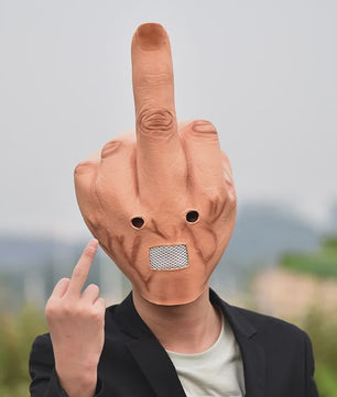Grappig Middenvinger Masker - Latex Hoofddeksel voor Feestjes, Halloween & Pranks