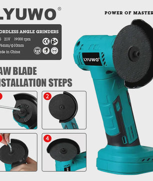LYUWO Snoerloze Mini Haakse Slijper 21V - Krachtig Borstelloos Gereedschap voor Slijpen en Polijsten