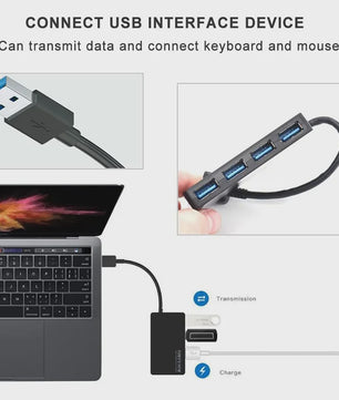 Slanke USB 3.0 Hub met 4 Poorten - Hoge Snelheid Dataoverdracht voor Laptop & PC