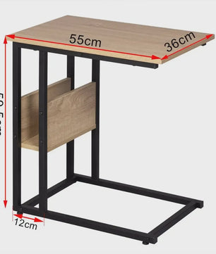 C-vormige bijzettafel met opbergvak - Metaal & MDF