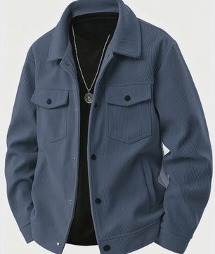 Herfst/Lente Heren Casual Corduroy Jas met Knopenkraag