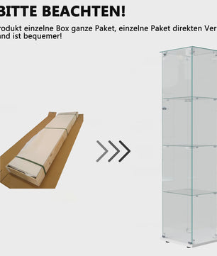 Glazen Vitrinekast met LED Verlichting - 4 Lagen, 1 Deur - Stijlvolle Opbergkast voor Verzamelingen