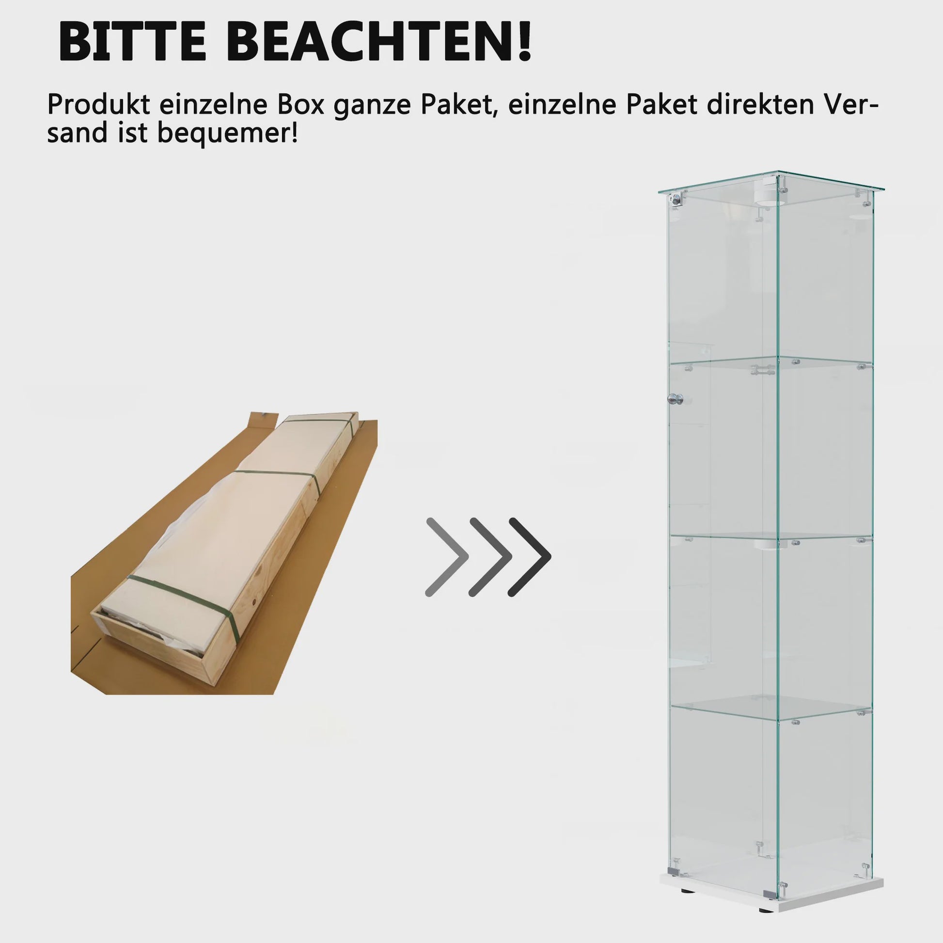 Glazen Vitrinekast met LED Verlichting - 4 Lagen, 1 Deur - Stijlvolle Opbergkast voor Verzamelingen