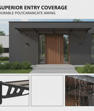Polycarbonaat Deur Luifel met Aluminium & ABS Frame - Weerbestendig en Eenvoudig te Installeren