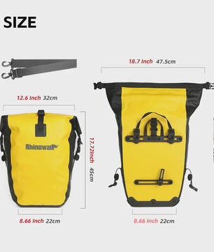 Rhinowalk Waterdichte Fietstas 27L - Snelkoppeling Achterdrager Tas voor Bikepacking
