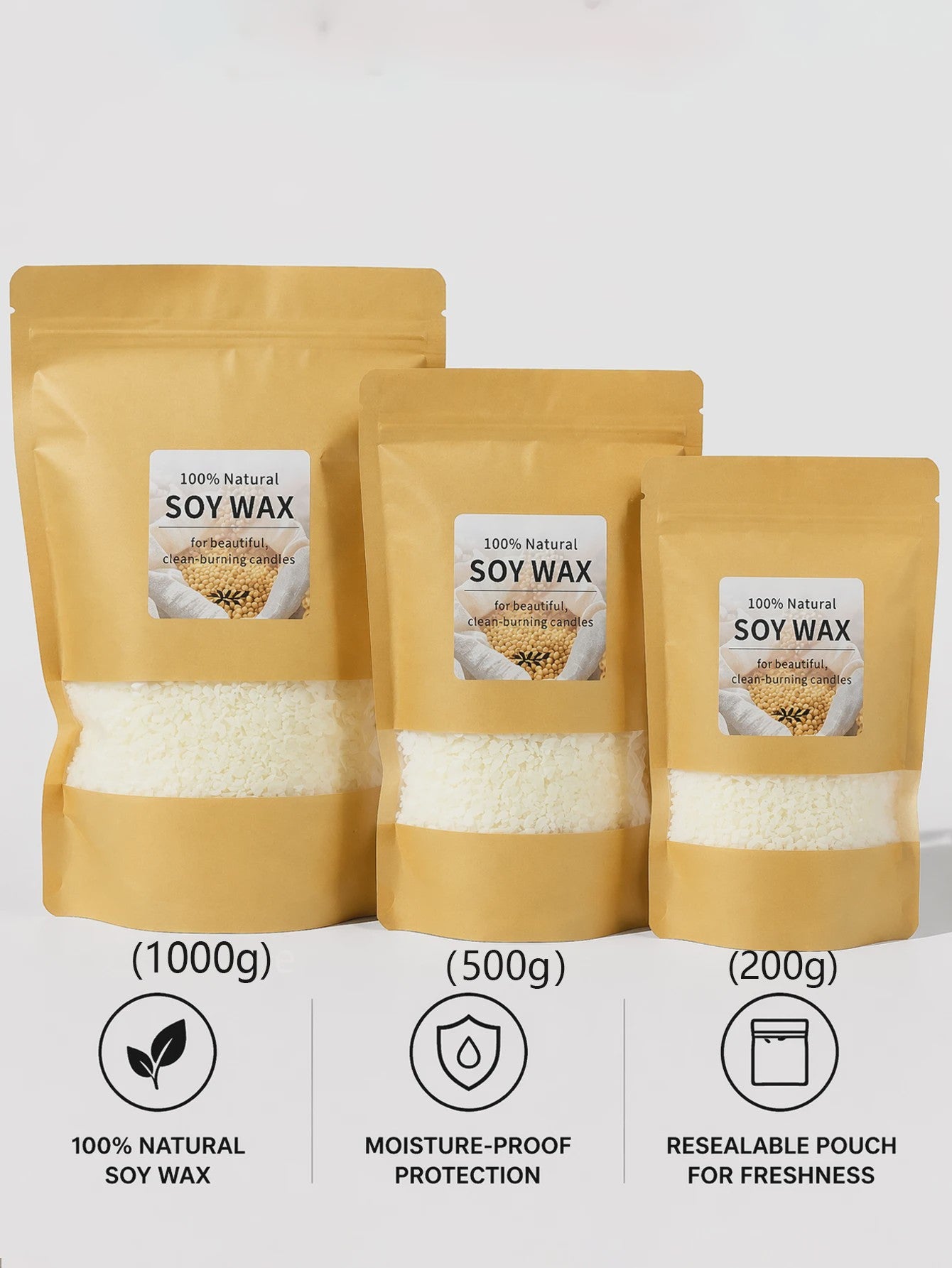 1000g Pure Natuurlijke Sojawas - Ideaal Grondstof voor DIY Kaarsen Maken