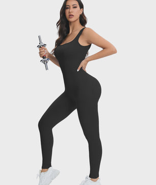 Dames Shapewear Jumpsuit met Ingebouwde BH - Bodycon, Vierkante Hals, Mouwloos & Ribbel Design