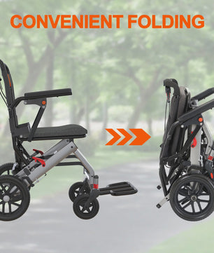 Lichtgewicht Opvouwbare Rolstoel voor Volwassenen - Aluminium Frame, 16" Zitting