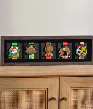 Houten Medaille Display Frame met Fotolijst - Voor Marathon, Sport en Herinneringen