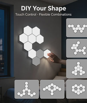 Modulaire Hexagon LED Wandlampen - Touch Control, Dimbare Sfeerverlichting