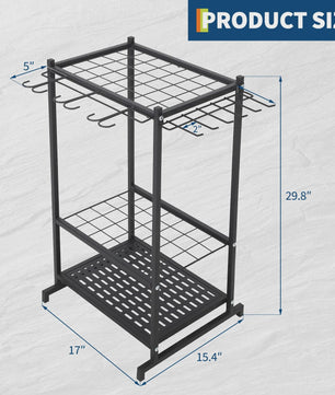 Gereedschap Organizer Tuin - 3 Laags Opbergrek met Mand voor Garage & Tuin