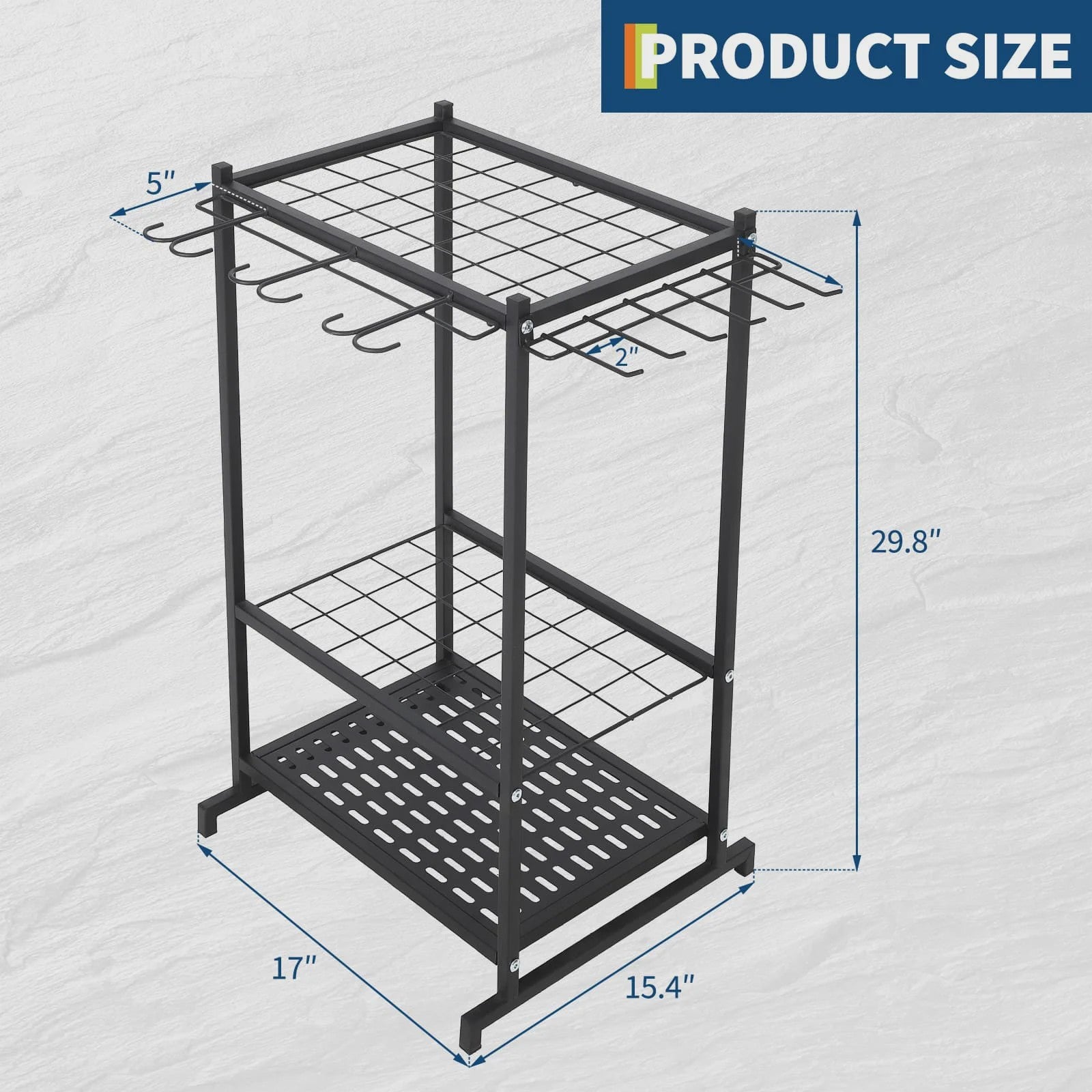 Gereedschap Organizer Tuin - 3 Laags Opbergrek met Mand voor Garage & Tuin