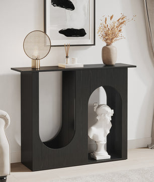 Zwarte Console Tafel met Boogontwerp - 100 cm - Smalle Banktafel voor Hal of Entree