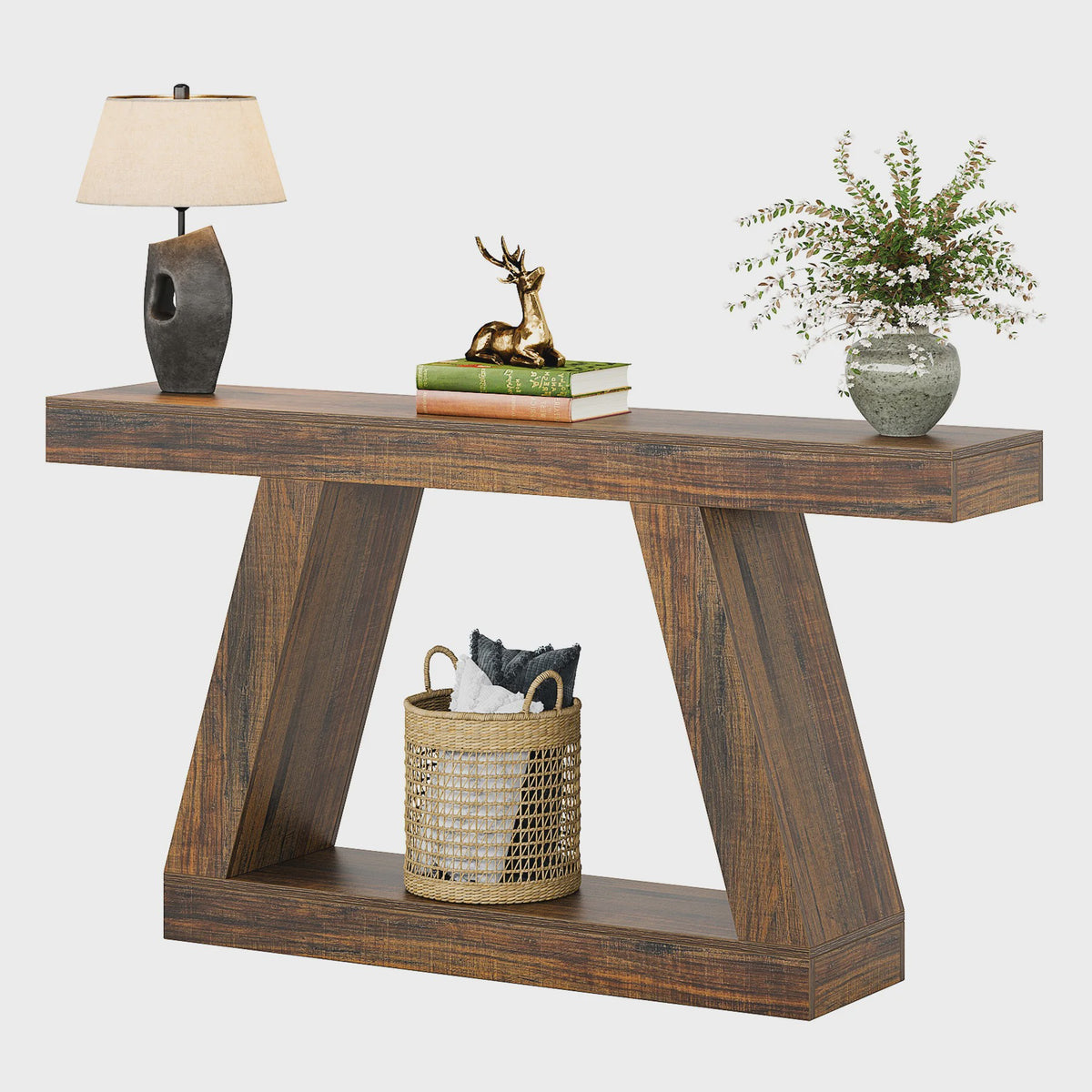 Industriële Console Tafel 55-Inch Rustiek Hout - Entree & Woonkamer