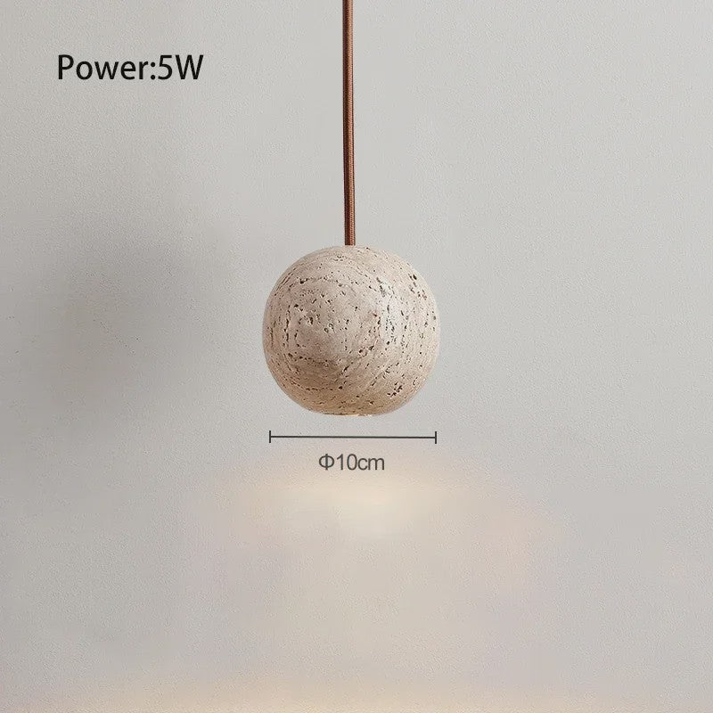 SediaXL LED Hanglamp Travertin Geel Rond - Scandinavisch Design voor Slaapkamer & Nachtkastje