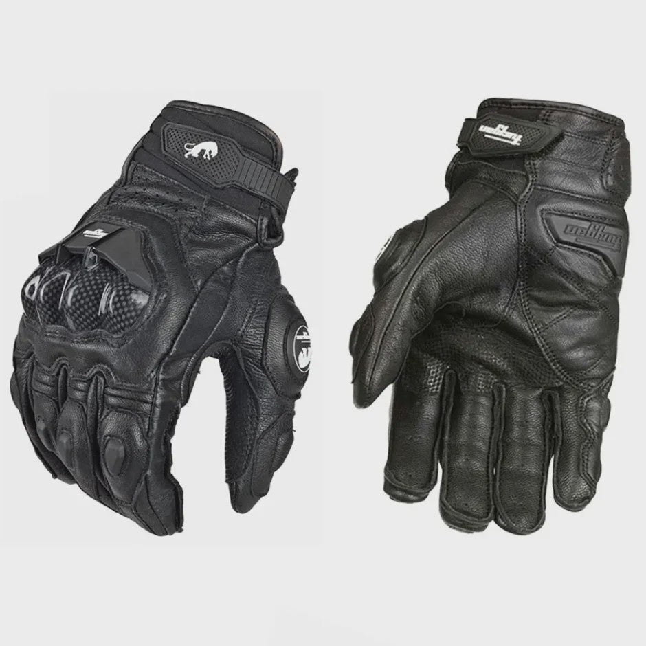 Leren Motorhandschoenen Zwart Wit - Racing & Touchscreen Compatibel