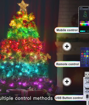 Slimme LED Kerstverlichting met Afstandsbediening & Bluetooth - USB Feestverlichting voor Binnen & Buiten