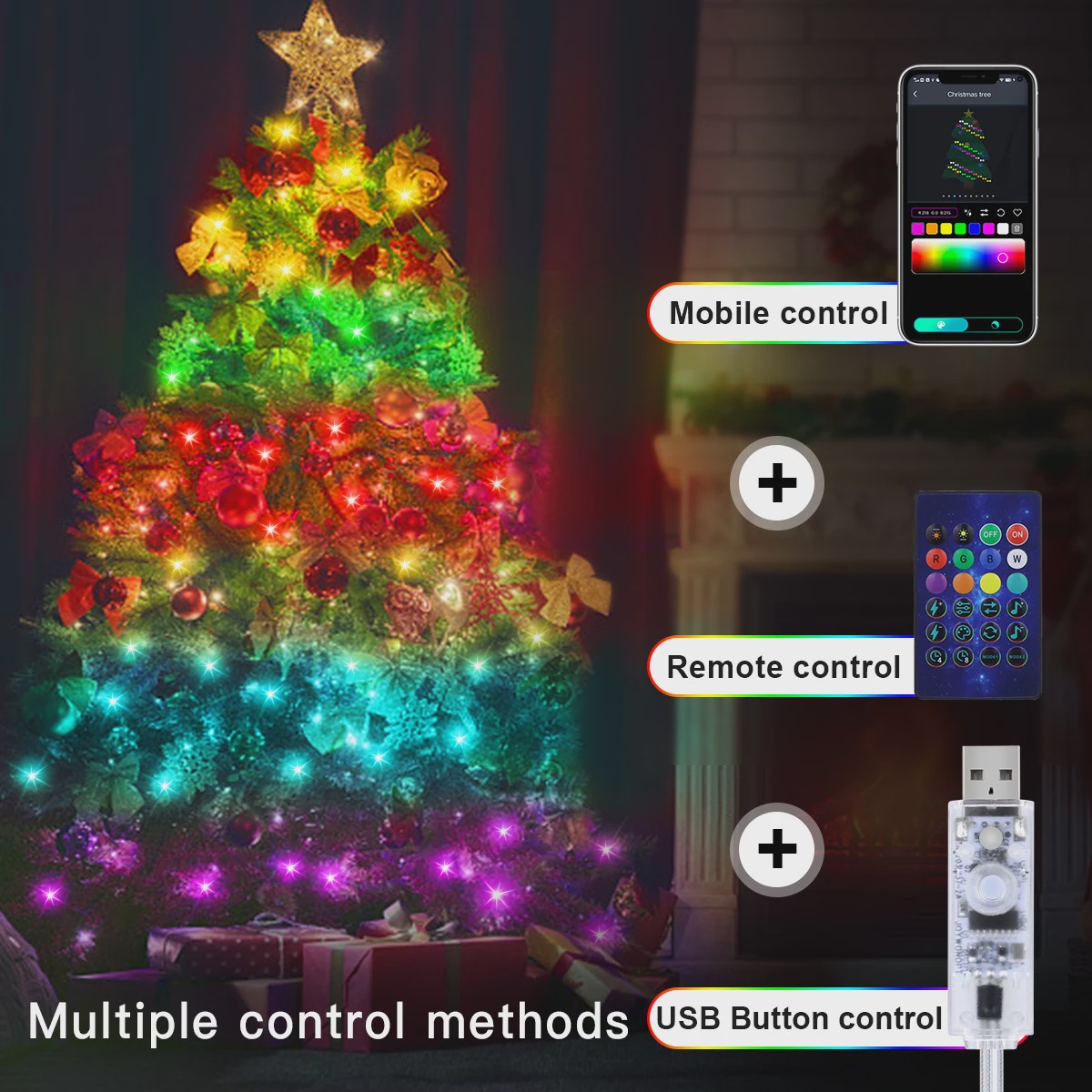Slimme LED Kerstverlichting met Afstandsbediening & Bluetooth - USB Feestverlichting voor Binnen & Buiten