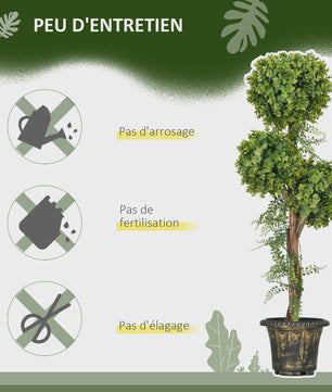 HOMCOM Kunstplant Boom met 3 Bolvormige Toppen (115 cm) in Decoratieve Pot - Geschikt voor Binnen en Buiten
