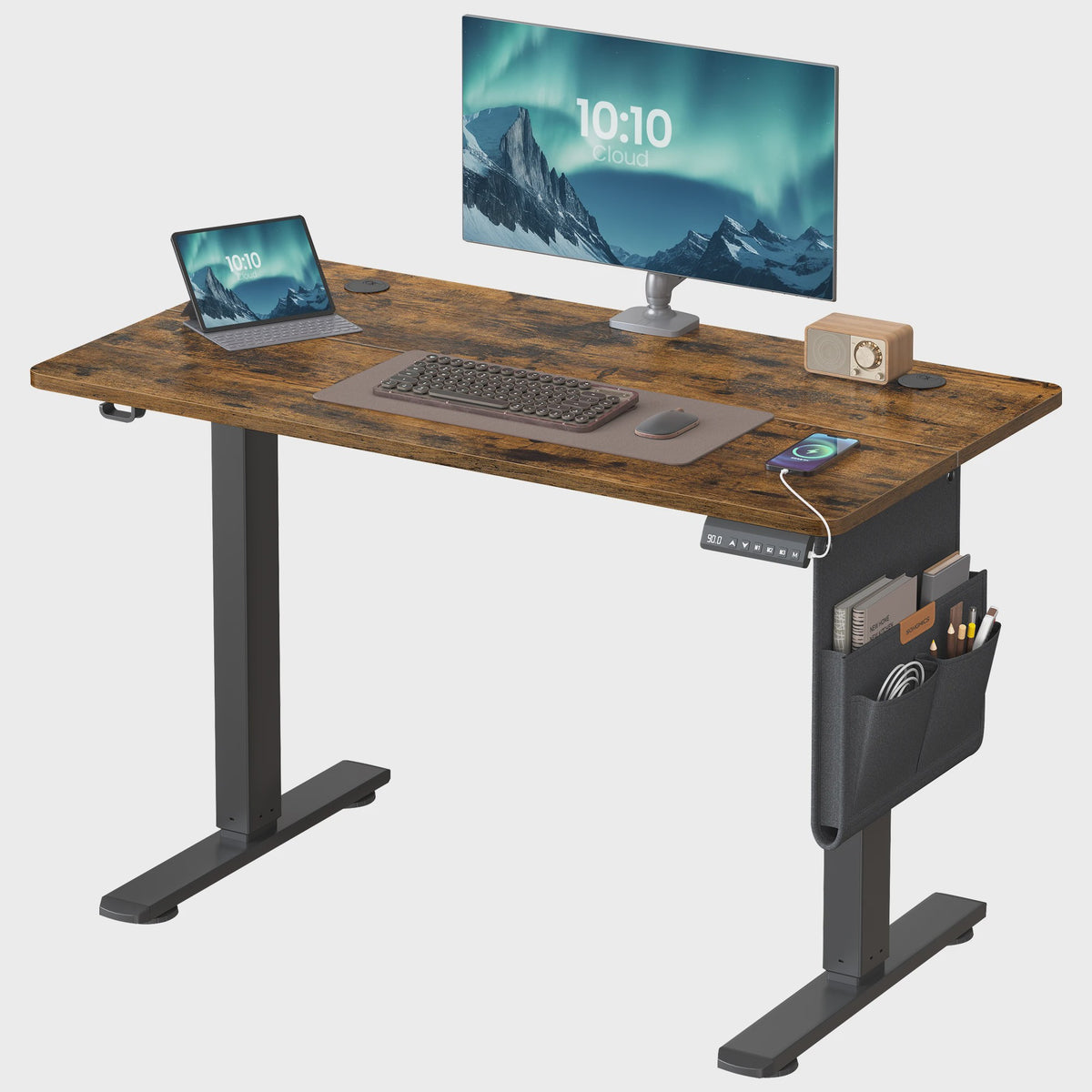 SONGMICS Elektrisch Inhoogte Verstelbaar Bureau 100x60 cm met USB-C en Memory Functie