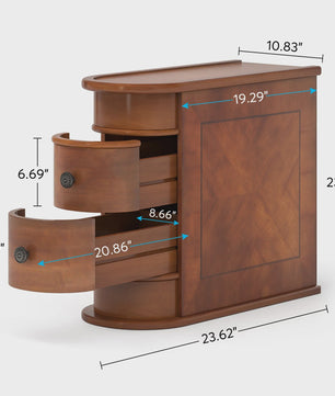 Nachtkastje met Lade - Smal Houten Bijzettafel voor Slaapkamer en Bank