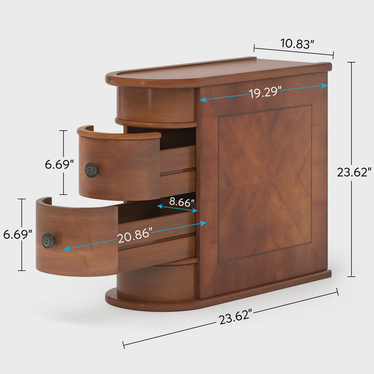 Nachtkastje met Lade - Smal Houten Bijzettafel voor Slaapkamer en Bank