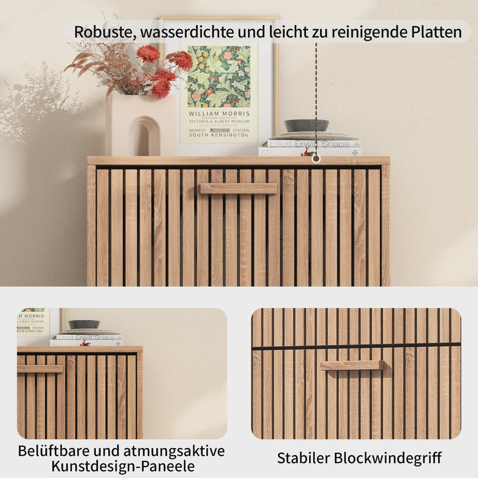 Houten Schoenenkast met Klapdeuren en Stofvrije Opbergruimte