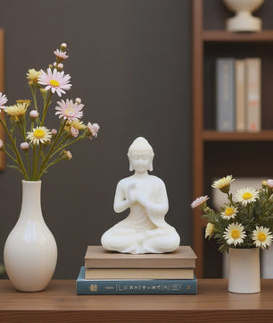 Sfeervolle Buddha Beeldje - Mediterende Boeddha Decoratie - Kunststeen