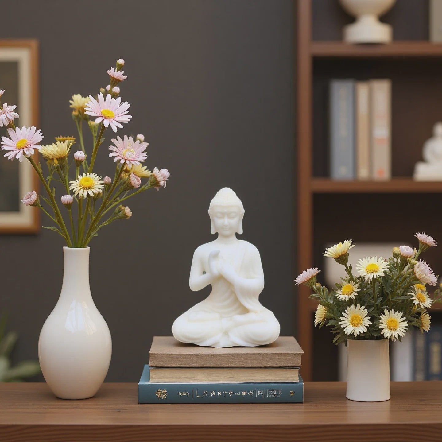Sfeervolle Buddha Beeldje - Mediterende Boeddha Decoratie - Kunststeen
