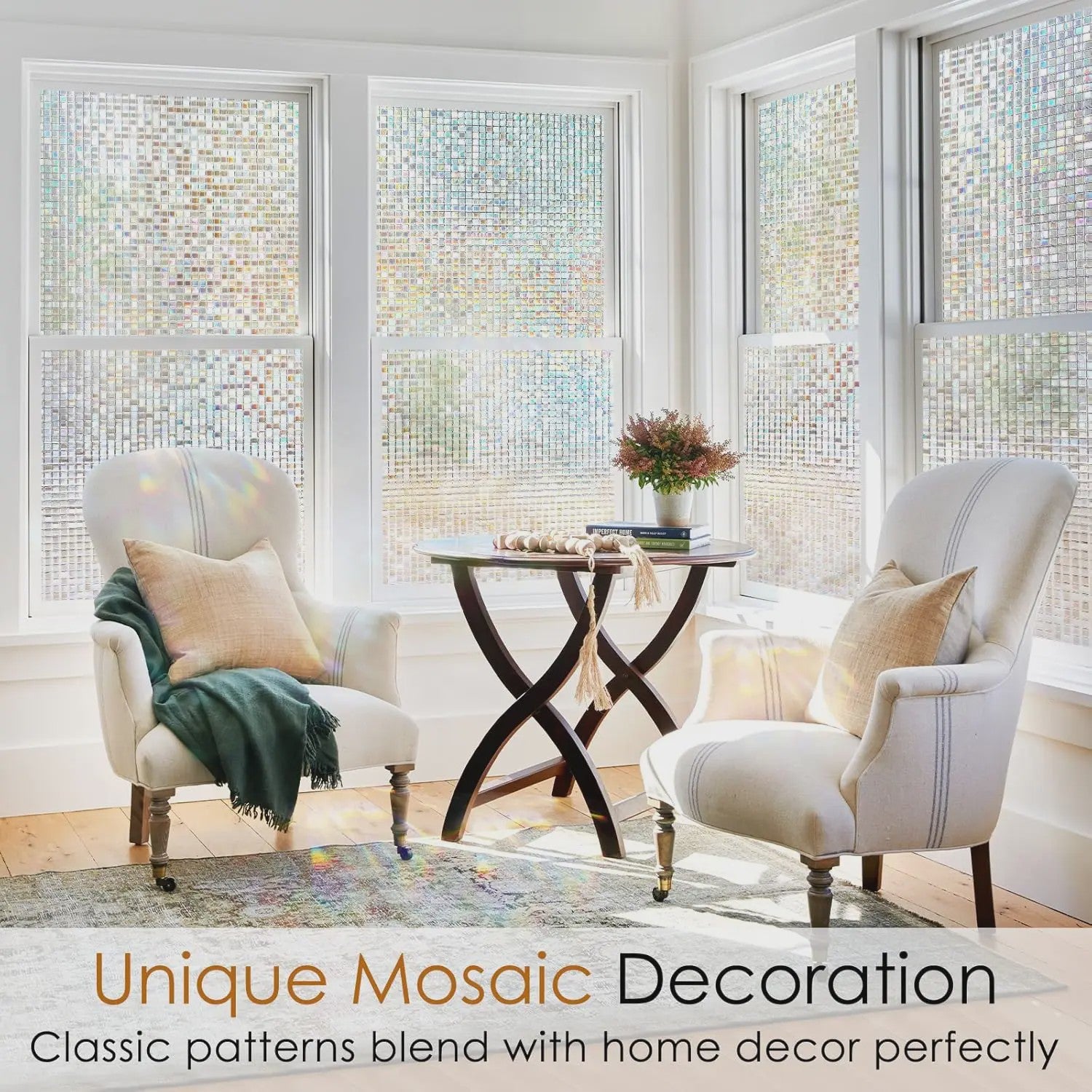 Decoratieve Raamfolie Mozaïek - Statisch Klevend, UV-blokkerend & Privacy