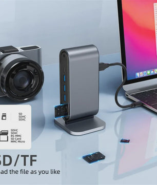 USB-C Docking Station 100W PD, 4K HDMI, VGA, RJ45, USB 3.0 Hub & SD/TF Kaartlezer