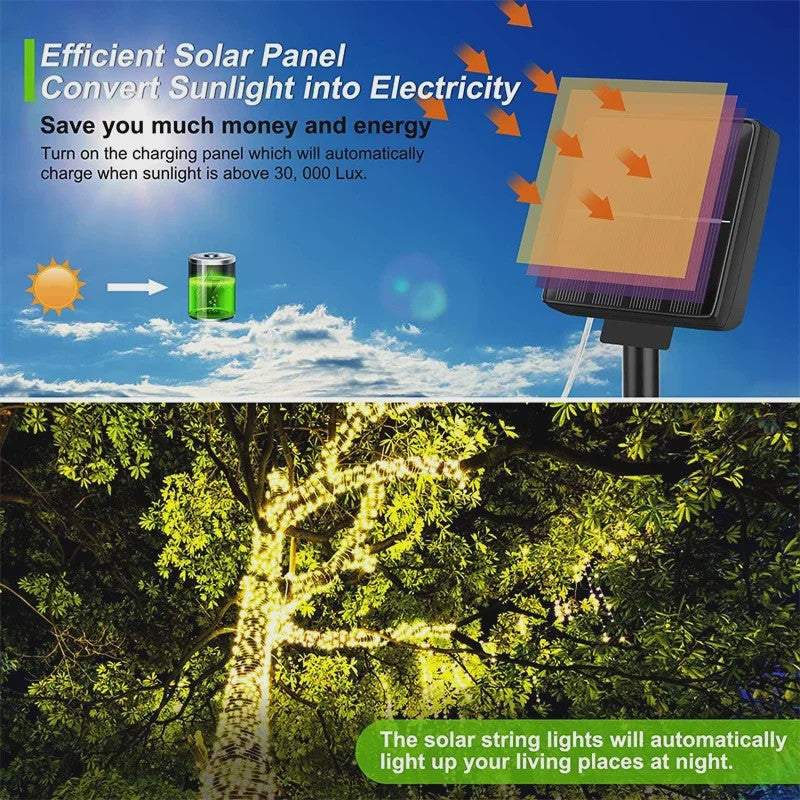 Solar LED Slinger Verlichting - Waterdicht & Sfeervol voor Tuin, Kerst & Feesten