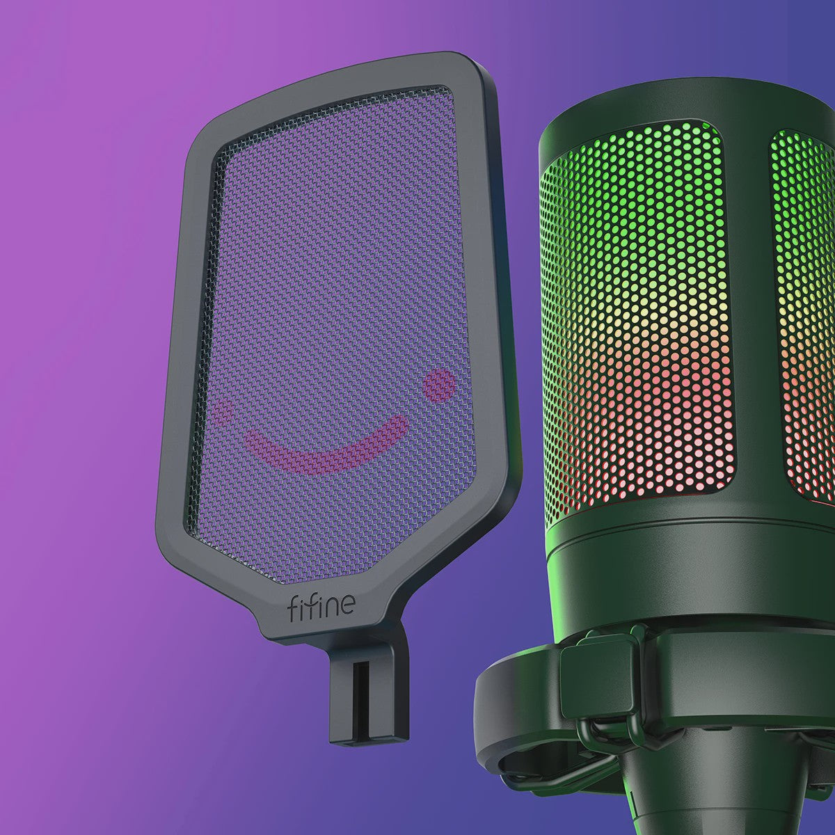 FIFINE A6V USB Microfoon voor Gaming & Streaming met RGB, Popfilter en Shock Mount