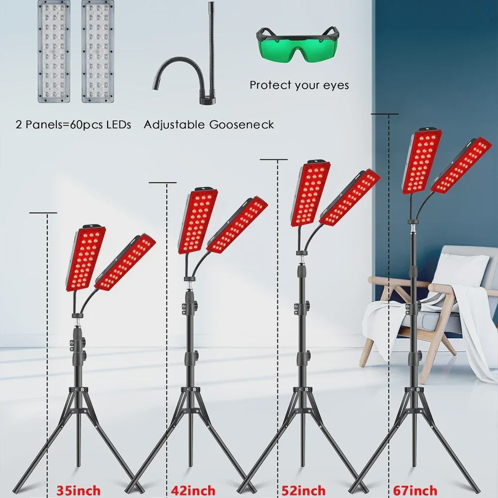 Dubbele LED Roodlichttherapie Lamp met Infrarood voor Pijnverlichting & Huidverzorging