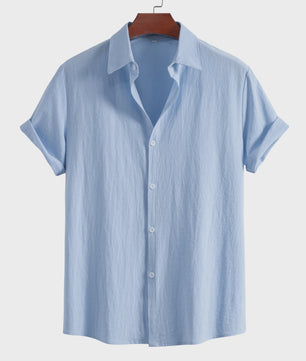Comfortabel Heren Overhemd met Korte Mouw en Kraag - Zomerse Casual Stijl van Puur Katoen
