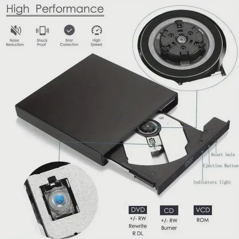 Externe USB CD/DVD RW Brander - Draagbare Optische Drive voor Laptop & PC