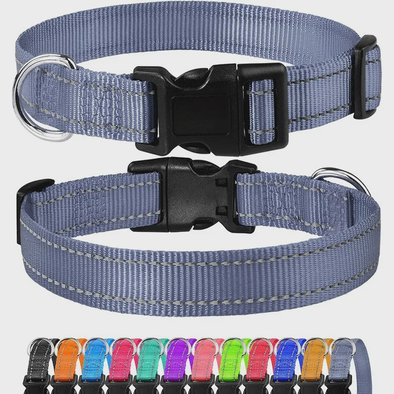 Verstelbare Halsband voor Honden en Puppies met Reflecterende Strepen - Veilig en Comfortabel