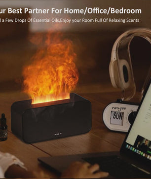 Vlam Luchtbevochtiger & Aroma Diffuser met LED Verlichting - Sfeervol en Rustgevend
