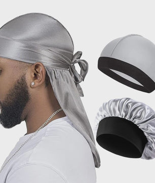 3-delige Set Zijdezachte Durags, Wave Caps & Satin Bonnets - Unisex