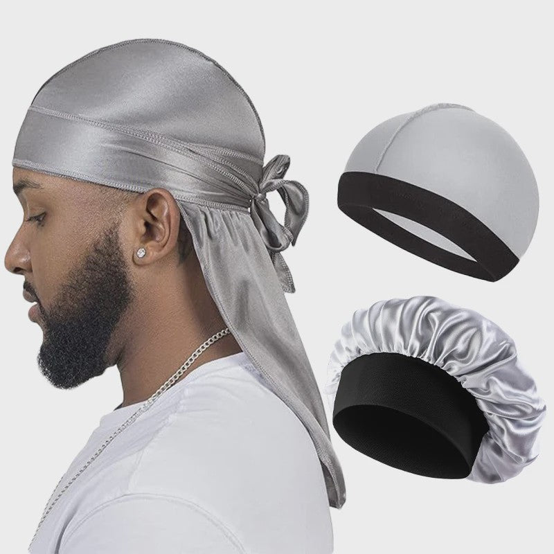 3-delige Set Zijdezachte Durags, Wave Caps & Satin Bonnets - Unisex