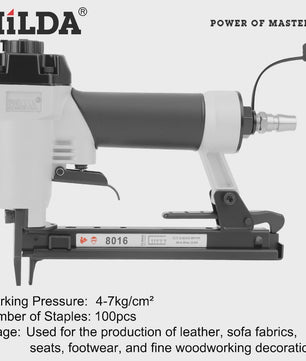 Hilda 8016 Pneumatische Nietmachine - Luchtnietpistool voor Stoffering en Houtbewerking