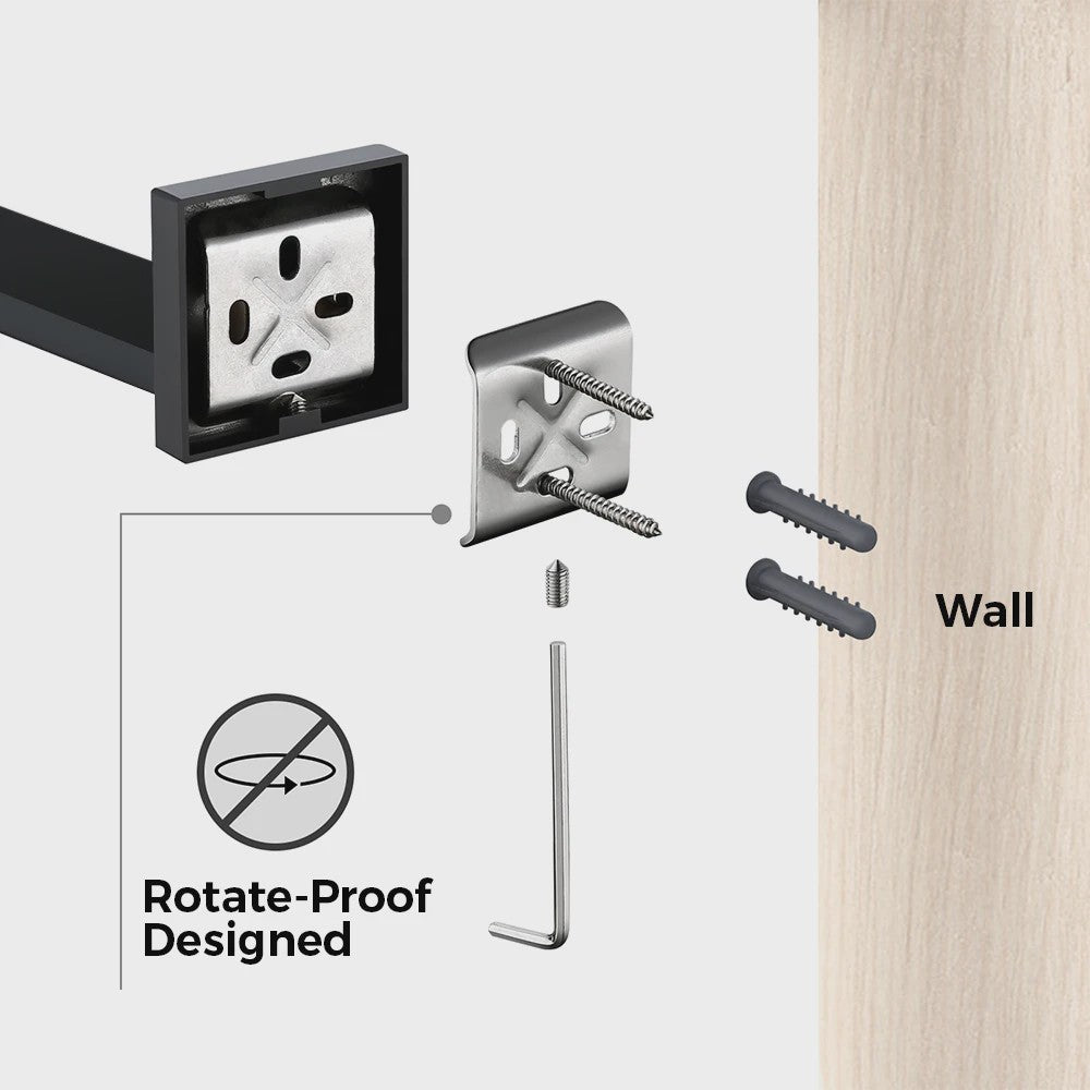 Mat Zwart Handdoekrek 304 RVS - Wandmontage, Heavy Duty Badkamer Accessoire